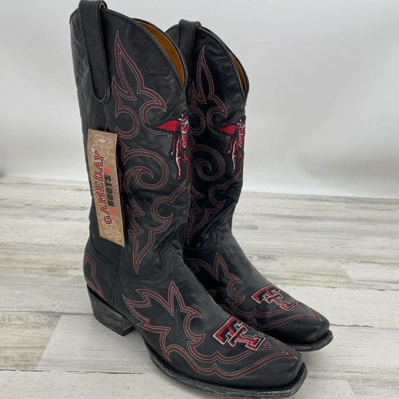 Game Day NEW Texas Tech Red Raiders Black/Red Western Leather Boots Size 10.5 - Picture 1 of 13
